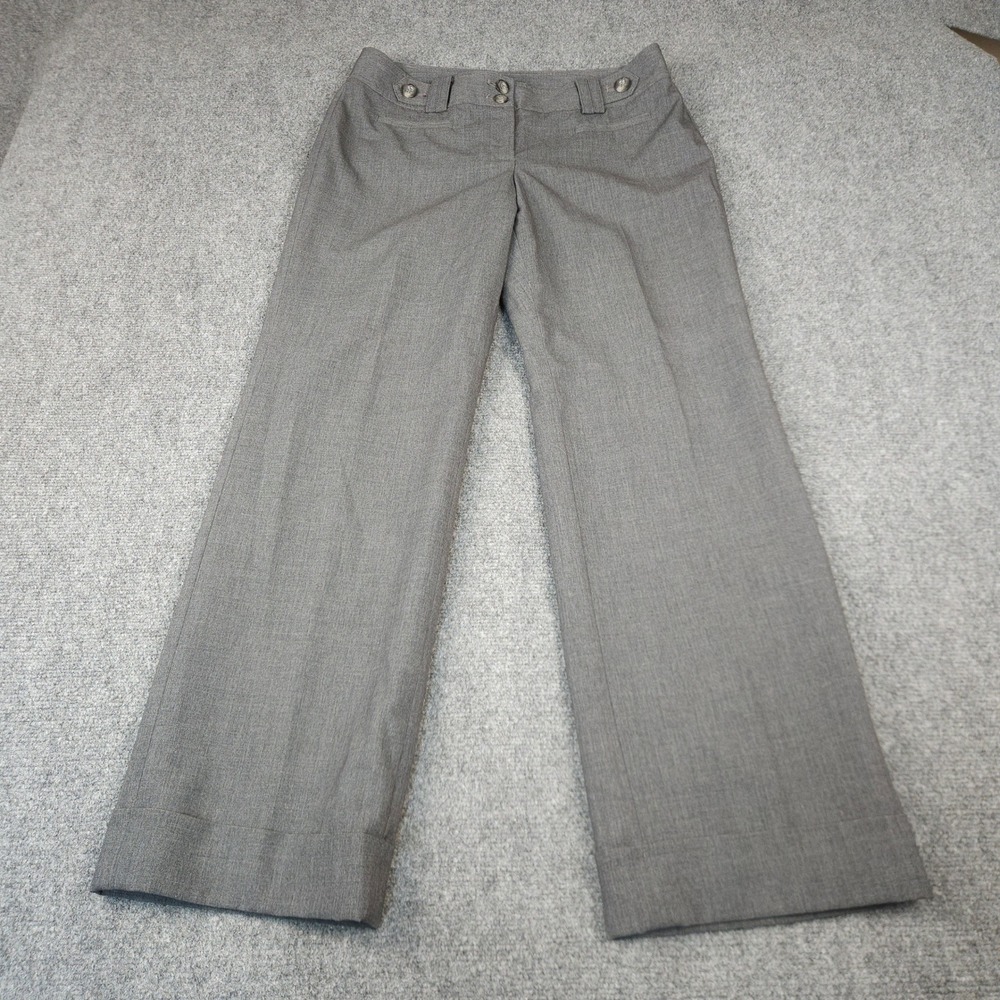 Ann Taylor Petites Signature Fit Gray Wide Leg Cuffed Dress Pants 8P Stretch